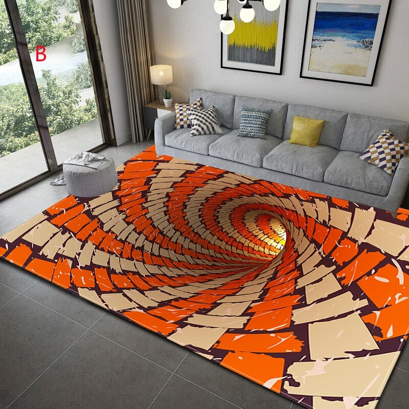 3D Vortex Illusion Carpet Entrance Door Floor Mat Abstract Geometric Optical Doormat Non-slip Floor Mat Living Room Decor Rug