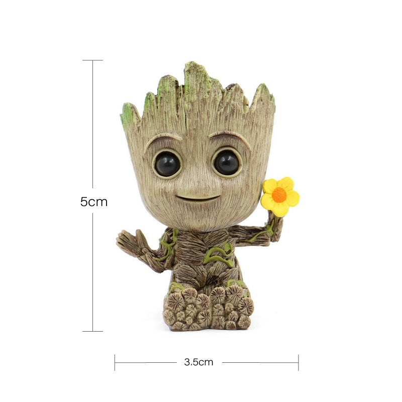 Cute Disney Avengers Groots Mini Figure Pen Holder  Flower Pot Anime Toys Action Figure Sitting Groots Christmas Kids Toys Gifts