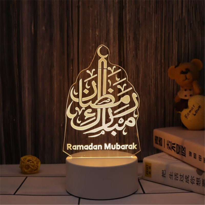 2023 LED 3D Eid Mubarak Decor Ornament Light Eid Kareem Ramadan Decor for Home Ramadan Mubarak Eid Al Adha Islamic Muslim Party