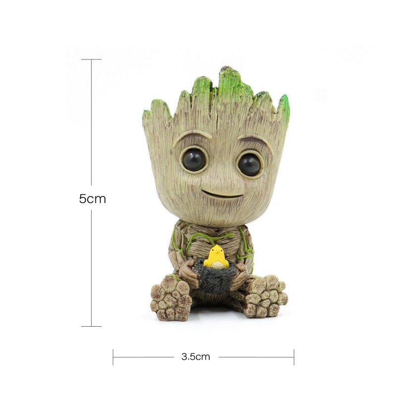 Cute Disney Avengers Groots Mini Figure Pen Holder  Flower Pot Anime Toys Action Figure Sitting Groots Christmas Kids Toys Gifts