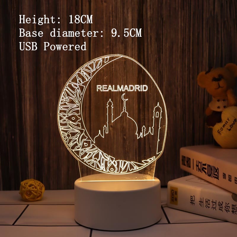 2023 LED 3D Eid Mubarak Decor Ornament Light Eid Kareem Ramadan Decor for Home Ramadan Mubarak Eid Al Adha Islamic Muslim Party