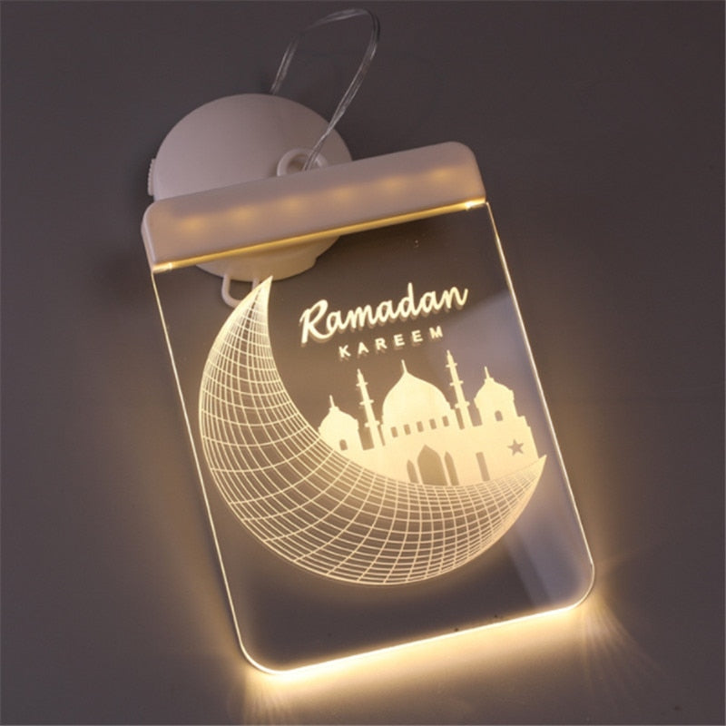 2023 LED 3D Eid Mubarak Decor Ornament Light Eid Kareem Ramadan Decor for Home Ramadan Mubarak Eid Al Adha Islamic Muslim Party