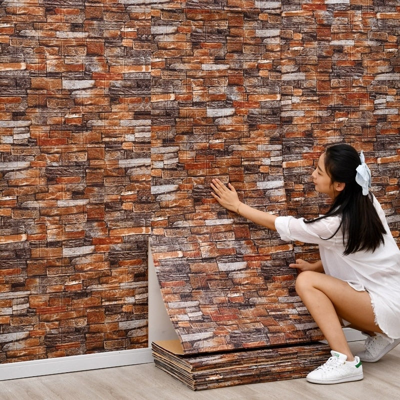 1Pcs 77cm*70cm 3D Wall Sticker Imitation Brick Bedroom Home Decor Waterproof Self-adhesive DIY Wallpaper for Living Room