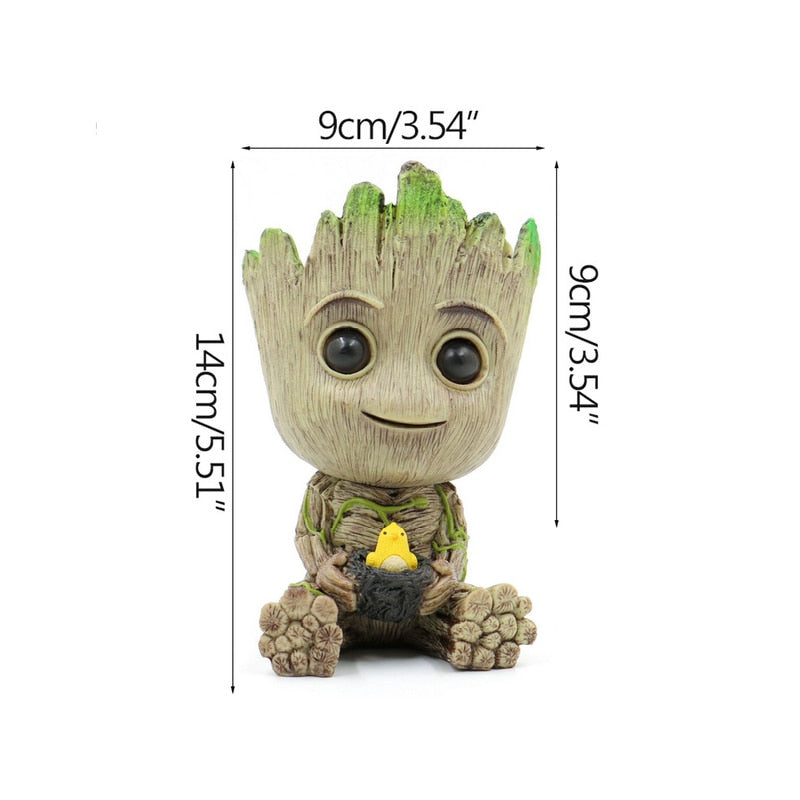 Cute Disney Avengers Groots Mini Figure Pen Holder  Flower Pot Anime Toys Action Figure Sitting Groots Christmas Kids Toys Gifts