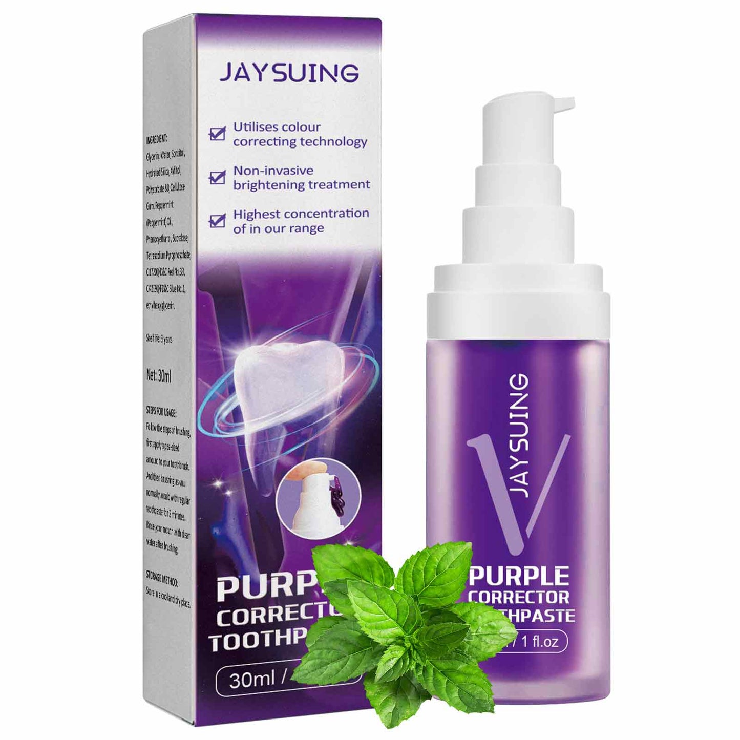 30ml V34 Purple Whitening Toothpaste Remove Stains Reduce Yellowing Care For Teeth Gums Fresh Breath Brightening Teeth 2023