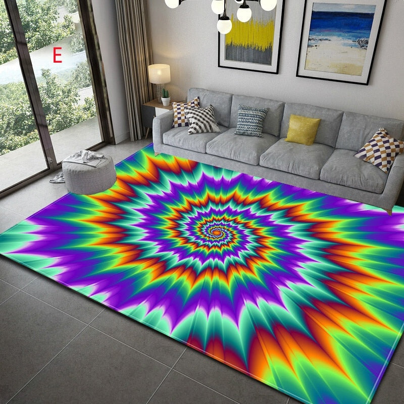 3D Vortex Illusion Carpet Entrance Door Floor Mat Abstract Geometric Optical Doormat Non-slip Floor Mat Living Room Decor Rug