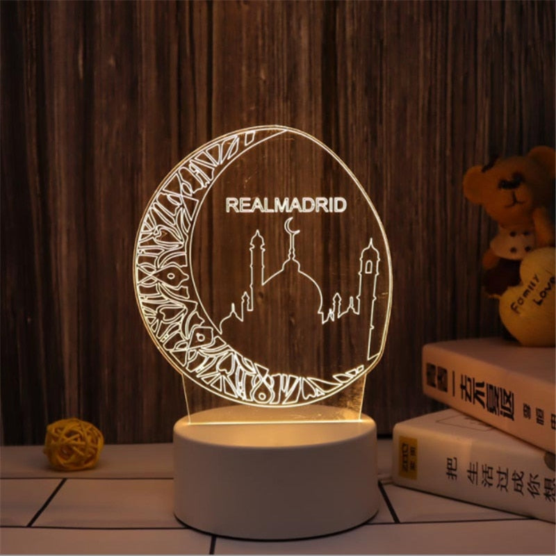 2023 LED 3D Eid Mubarak Decor Ornament Light Eid Kareem Ramadan Decor for Home Ramadan Mubarak Eid Al Adha Islamic Muslim Party