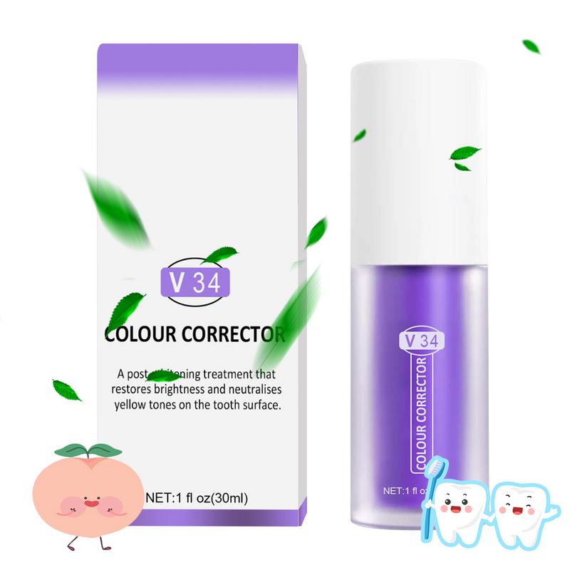 30ml V34 Purple Whitening Toothpaste Remove Stains Reduce Yellowing Care For Teeth Gums Fresh Breath Brightening Teeth 2023