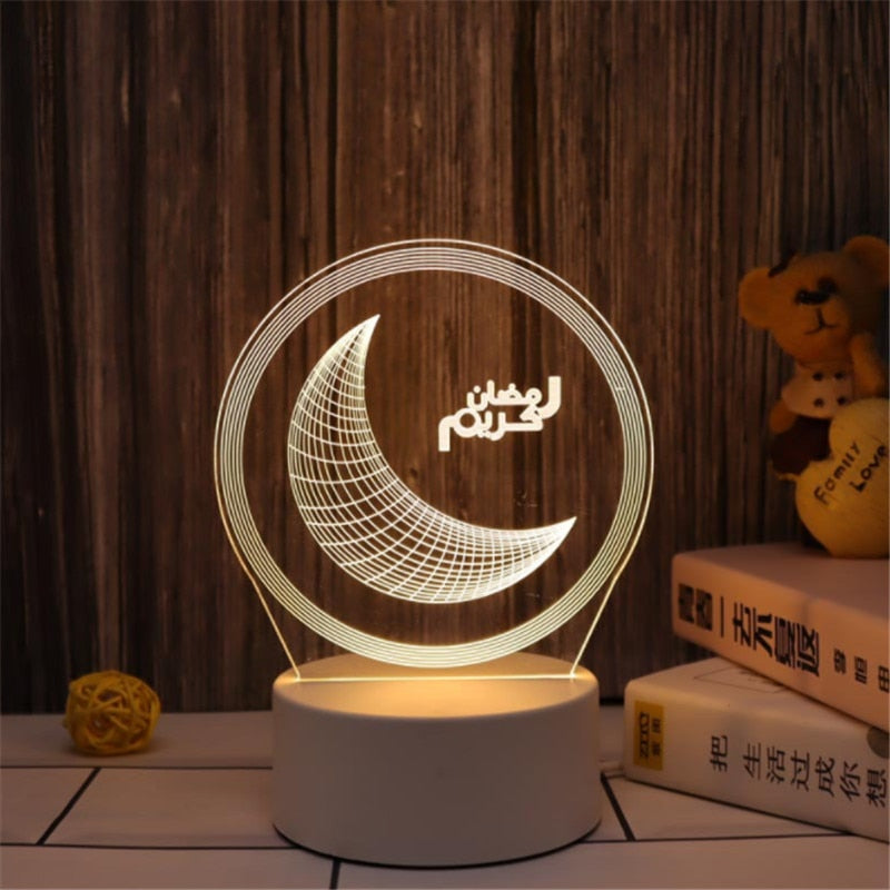 2023 LED 3D Eid Mubarak Decor Ornament Light Eid Kareem Ramadan Decor for Home Ramadan Mubarak Eid Al Adha Islamic Muslim Party