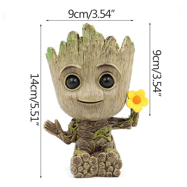 Cute Disney Avengers Groots Mini Figure Pen Holder  Flower Pot Anime Toys Action Figure Sitting Groots Christmas Kids Toys Gifts